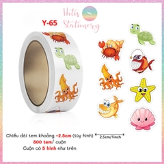 [HOTIS] Cuộn 500 tem sticker hoạt hình cute, tem dán trang trí, nhãn dán khen thưởng học sinh tạo động lực