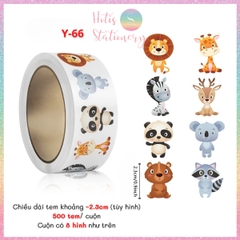 [HOTIS] Cuộn 500 tem sticker hoạt hình cute, tem dán trang trí, nhãn dán khen thưởng học sinh tạo động lực