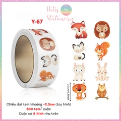 [HOTIS] Cuộn 500 tem sticker hoạt hình cute, tem dán trang trí, nhãn dán khen thưởng học sinh tạo động lực