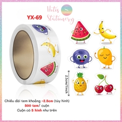 [HOTIS] Cuộn 500 tem sticker hoạt hình cute, tem dán trang trí, nhãn dán khen thưởng học sinh tạo động lực