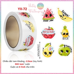 [HOTIS] Cuộn 500 tem sticker hoạt hình cute, tem dán trang trí, nhãn dán khen thưởng học sinh tạo động lực