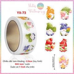 [HOTIS] Cuộn 500 tem sticker hoạt hình cute, tem dán trang trí, nhãn dán khen thưởng học sinh tạo động lực