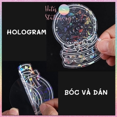 [HOTIS] Sticker chai lọ trong suốt ánh hologram kính vỡ trang trí thiệp, postcard, card idol, điện thoại, bullet journal DIY