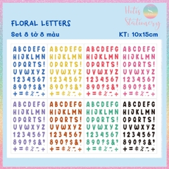 [HOTIS] Set 8 tờ Sticker chữ số nhiều màu Letter Sticker PET, nhãn dán chữ cái alphabet trang trí sổ tay bullet journal