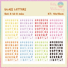 [HOTIS] Set 8 tờ Sticker chữ số nhiều màu Letter Sticker PET, nhãn dán chữ cái alphabet trang trí sổ tay bullet journal