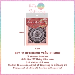 [HOTIS] Set 12 Sticker viền khung Classical Flower Language nhãn dán trang trí sổ bullet journal