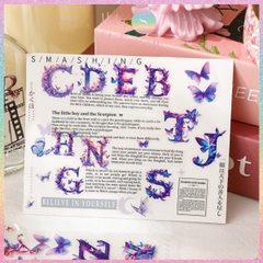 [HOTIS] Sticker 26 Chữ cái cách điệu hoa lá Fairy Tale Alphabets trang trí sổ bullet journal