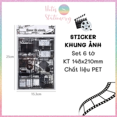 [HOTIS] Set 6 tờ Sticker khung ảnh trong suốt PET làm bullet journal, thiệp, DIY