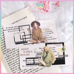 [HOTIS] Set 6 tờ Sticker English Rhythm nền trong suốt, chữ đen trang trí sổ, bullet journal, thiệp, postcard DIY