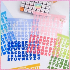 [HOTIS] Set 8 tờ Sticker chữ in Vibrant Letters 16 màu PET chống nước, dán trang trí sổ, bình nước, laptop