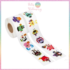 [HOTIS] Cuộn 500 tem sticker Monster nhiều màu sắc, dễ bóc dán, trang trí cho bé