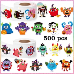 [HOTIS] Cuộn 500 tem sticker Monster nhiều màu sắc, dễ bóc dán, trang trí cho bé