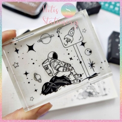 [HOTIS] Con dấu acrylic trong suốt phi hành gia Star Night làm bullet journal cực xinh