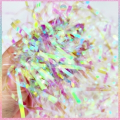 [HOTIS] 3mm - Giấy rơm hologram trong suốt raffia óng ánh trang trí, lót hộp quà, giỏ quà tặng sang trọng cao cấp