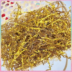 [HOTIS] Giấy rơm nhún 3mm rơm kim tuyến lót hộp quà sang trọng Metallic Crinkled Raffia