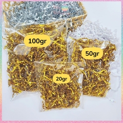 [HOTIS] Giấy rơm nhún 3mm rơm kim tuyến lót hộp quà sang trọng Metallic Crinkled Raffia