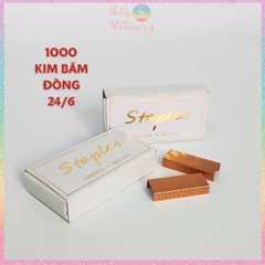 Hộp 1000 kim bấm 24/6 màu bạc, đồng - Loại lớn
