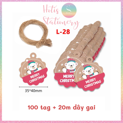 [HOTIS] Set 100 tag giấy kèm 20m dây thừng gói quà trang trí Giáng Sinh Noel