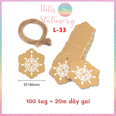 [HOTIS] Set 100 tag giấy kèm 20m dây thừng gói quà trang trí Giáng Sinh Noel