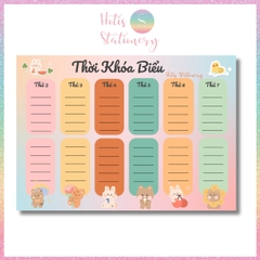 [HOTIS] Set 2 tờ Thời khóa biểu A5 viết lịch học, thời gian biểu nhiều mẫu thiết kế dễ thương