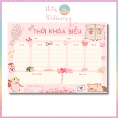 [HOTIS] Set 2 tờ Thời khóa biểu A5 viết lịch học, thời gian biểu nhiều mẫu thiết kế dễ thương