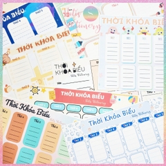 [HOTIS] Set 2 tờ Thời khóa biểu A5 viết lịch học, thời gian biểu nhiều mẫu thiết kế dễ thương