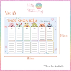 [HOTIS] Set 2 tờ Thời khóa biểu A5 viết lịch học, thời gian biểu nhiều mẫu thiết kế dễ thương