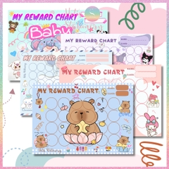 [HOTIS] GIẤY BÓNG - Phiếu tích điểm sticker khen thưởng Tiếng Anh, bảng lưu trữ sticker khen thưởng, đổi quà cho bé