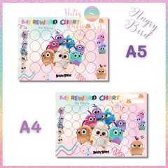 [HOTIS] GIẤY BÓNG - Phiếu tích điểm sticker khen thưởng Tiếng Anh, bảng lưu trữ sticker khen thưởng, đổi quà cho bé