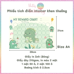 [HOTIS] GIẤY BÓNG - Phiếu tích điểm sticker khen thưởng Tiếng Anh, bảng lưu trữ sticker khen thưởng, đổi quà cho bé