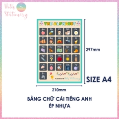 [HOTIS] Bảng chữ cái Tiếng Anh Alphabet A4 ép nhựa dành cho học sinh tiểu học, giáo cụ dạy học