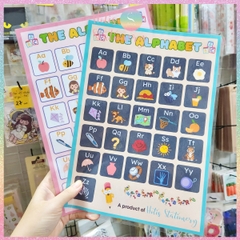 [HOTIS] Bảng chữ cái Tiếng Anh Alphabet A4 ép nhựa dành cho học sinh tiểu học, giáo cụ dạy học