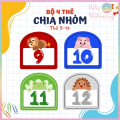 [HOTIS] Bộ 4 thẻ chia nhóm học tập, chơi minigame - Giấy bìa ép nhưa dán bảng, giáo cụ dạy học