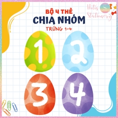 [HOTIS] Bộ 4 thẻ chia nhóm học tập, chơi minigame - Giấy bìa ép nhưa dán bảng, giáo cụ dạy học