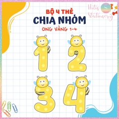 [HOTIS] Bộ 4 thẻ chia nhóm học tập, chơi minigame - Giấy bìa ép nhưa dán bảng, giáo cụ dạy học