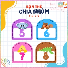[HOTIS] Bộ 4 thẻ chia nhóm học tập, chơi minigame - Giấy bìa ép nhưa dán bảng, giáo cụ dạy học