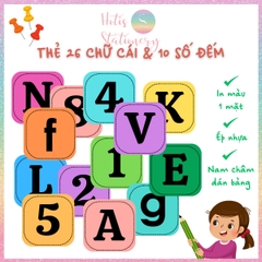 [HOTIS] Bộ 26 chữ cái Tiếng Anh, 10 số đếm tặng dấu câu, phép tính - Giấy bìa cứng ép nhựa dán bảng, giáo cụ dạy học