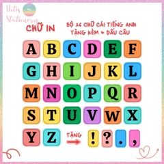 [HOTIS] Bộ 26 chữ cái Tiếng Anh, 10 số đếm tặng dấu câu, phép tính - Giấy bìa cứng ép nhựa dán bảng, giáo cụ dạy học