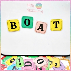 [HOTIS] Bộ 26 chữ cái Tiếng Anh, 10 số đếm tặng dấu câu, phép tính - Giấy bìa cứng ép nhựa dán bảng, giáo cụ dạy học