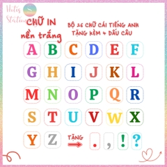 [HOTIS] Bộ 26 chữ cái Tiếng Anh, 10 số đếm tặng dấu câu, phép tính - Giấy bìa cứng ép nhựa dán bảng, giáo cụ dạy học