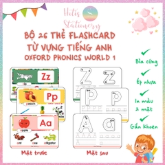 [HOTIS] Bộ 26 Thẻ Oxford Phonics World A5/ A6 1 học từ vựng Flashcard Tiếng Anh, 2 mặt vận dụng tương tác - Kèm file nghe