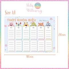 [HOTIS] Thời khóa biểu A4 ép nhựa tẩy xóa dược, lịch học nhiều mẫu thiết kế dễ thương - Tặng kèm 1 bút lông bảng