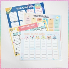 [HOTIS] Thời khóa biểu A4 ép nhựa tẩy xóa dược, lịch học nhiều mẫu thiết kế dễ thương - Tặng kèm 1 bút lông bảng
