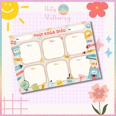 [HOTIS] Thời khóa biểu A4 ép nhựa tẩy xóa dược, lịch học nhiều mẫu thiết kế dễ thương - Tặng kèm 1 bút lông bảng