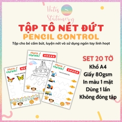 [HOTIS] Tô nét đứt, luyện nét cơ bản, tô màu cho bé 3-6 tuổi, rèn luyện tư duy, học liệu Montessori