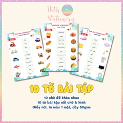[HOTIS] Combo 20 Thẻ từ vựng Tiếng Anh cho bé từ 4-10 tuổi, ép nhựa, giáo cụ dạy học - Kèm file nghe