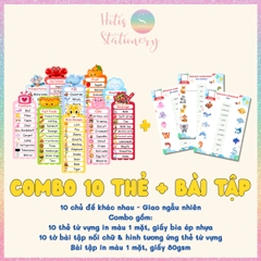 [HOTIS] Combo 20 Thẻ từ vựng Tiếng Anh cho bé từ 4-10 tuổi, ép nhựa, giáo cụ dạy học - Kèm file nghe
