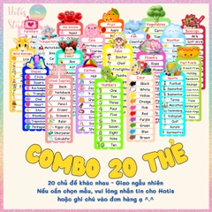 [HOTIS] Combo 20 Thẻ từ vựng Tiếng Anh cho bé từ 4-10 tuổi, ép nhựa, giáo cụ dạy học - Kèm file nghe