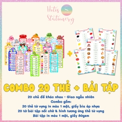 [HOTIS] Combo 20 Thẻ từ vựng Tiếng Anh cho bé từ 4-10 tuổi, ép nhựa, giáo cụ dạy học - Kèm file nghe