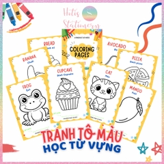 [HOTIS] Bộ 20 thẻ A5 học từ vựng Tiếng Anh kèm tranh tô màu cho bé từ 3 -  6 tuổi giúp ghi nhớ từ qua hình ảnh